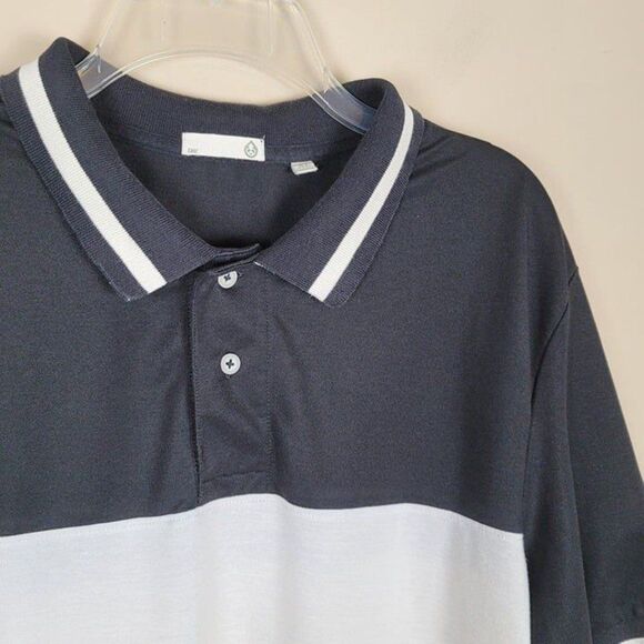 Tasc Performance Size XL Varsity Blocked Pique Polo Short Sleeve Black Bone - Picture 6 of 12